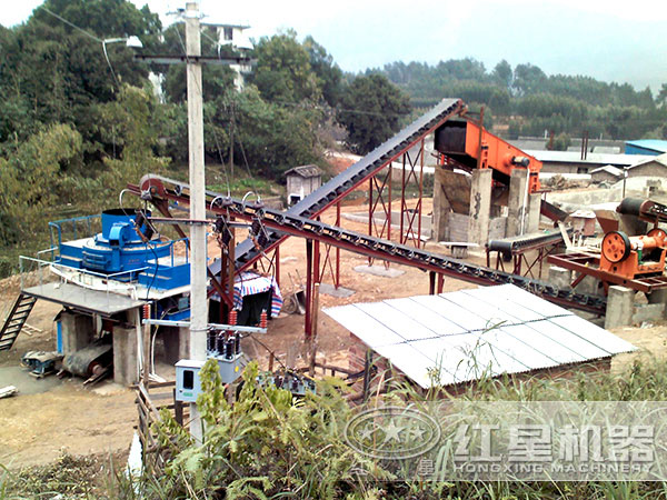 河卵石制砂生產(chǎn)線現(xiàn)場(chǎng)圖